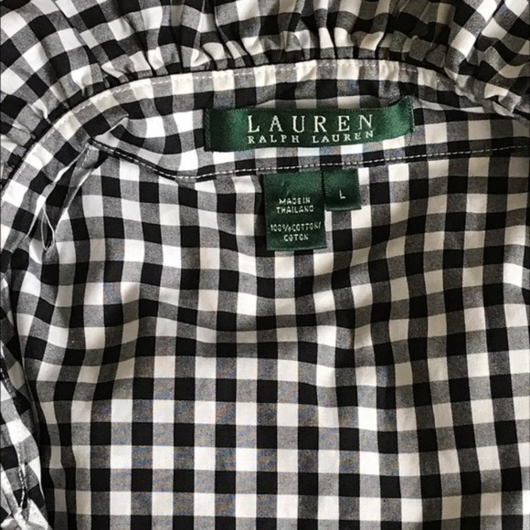 Lauren Ralph Lauren Cotton Gingham Ruffle Blouse - Picture 5 of 6